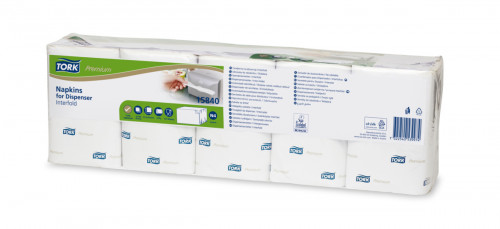 Serviette blanc ouate de cellulose 21,6x33 cm Tork (500 pièces)