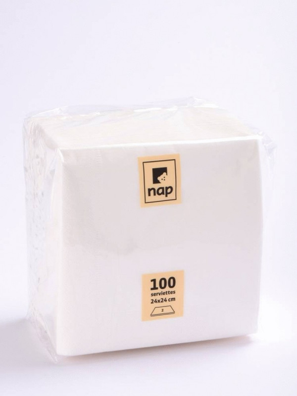Serviette blanc ouate de cellulose 39x39 cm Essentials Collection (100 pièces)