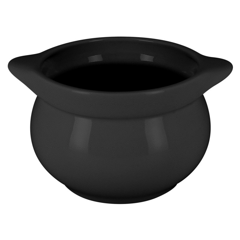 Soupière avec couvercle rond noir porcelaine vitrifiée Ø 10,8 cm Chefs Fusion Rak