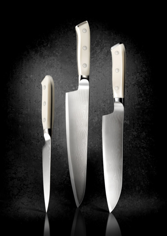 Couteau d'office 9 cm acier ABS unie Damas 67 Deglon