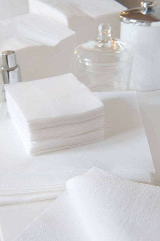 Serviette blanc ouate de cellulose 24x24 cm Essentials Collection (100 pièces)