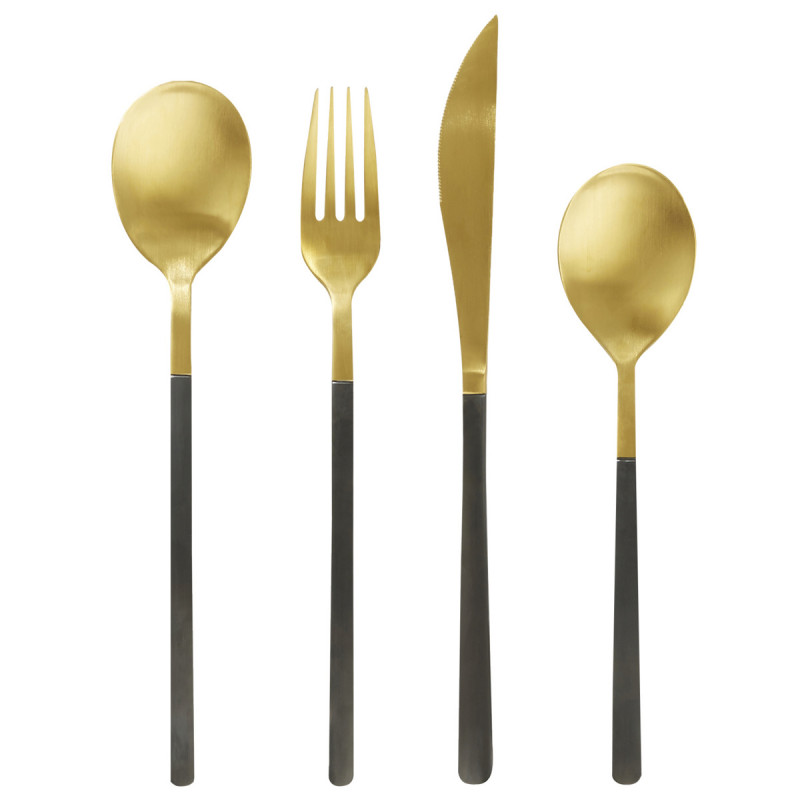 Fourchette de table or inox 18/0 20,1 cm Aroma Or Pvd Noir Pro.mundi