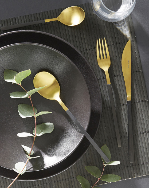 Cuillère de table or inox 18/0 19,9 cm Aroma Or Pvd Noir Pro.mundi