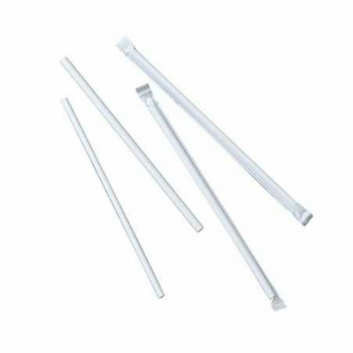 Pailles emballées individuellement blanc papier Ø 0,6 cm 19,7 cm Earth Essentials (250 pièces)