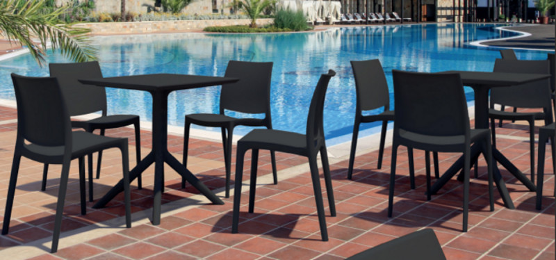 Table de terrasse carré noir 74x60x60 cm Kys Flexmob