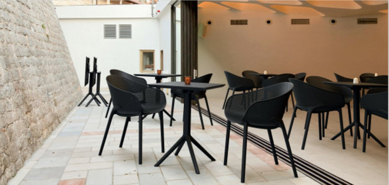 Table de terrasse carré noir 74x60x60 cm Kys Flexmob