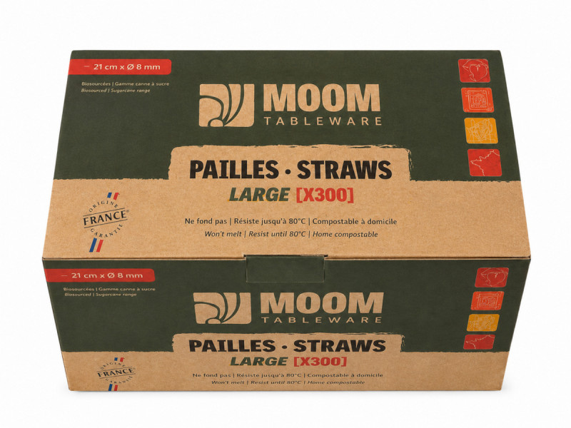 Pailles bagasse Ø 0,8 cm 21 cm Les Nouvelles Pailles (300 pièces)